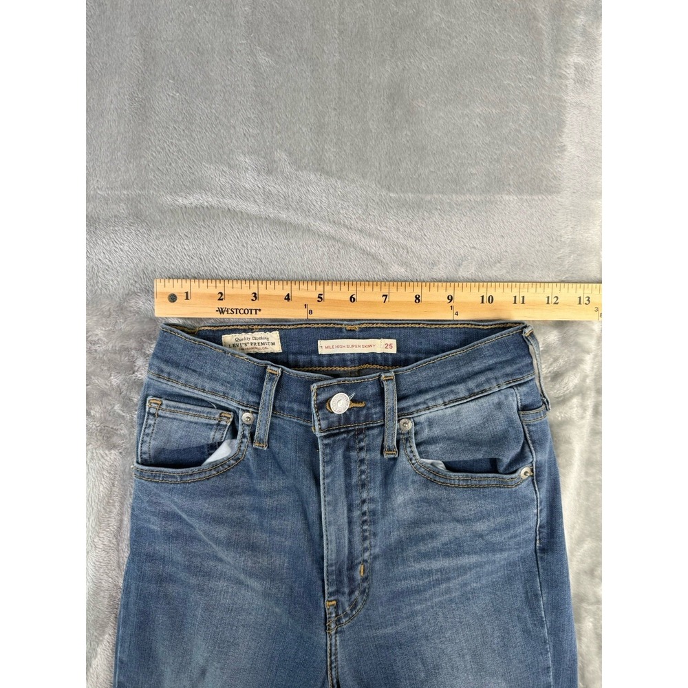 Levis Jeans Womens Blue Denim Mile High Super Skinny BIG E Premium Size 22x28 - Picture 5 of 13